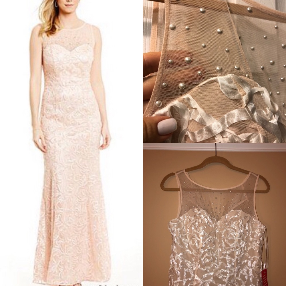 New Ignite evenings gown size 6 pearls sheer